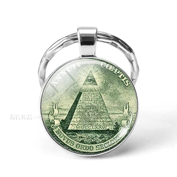Oko Prozreteľnosti Vintage Keychain Jeden Dolár Mince Keychain Keyring Egyptské Pyramídy Tlačidlo Krúžky Kľúča Držiteľa