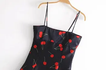 Letné sexy Cherry Tlač Šatka Šaty Žien Mini Šaty