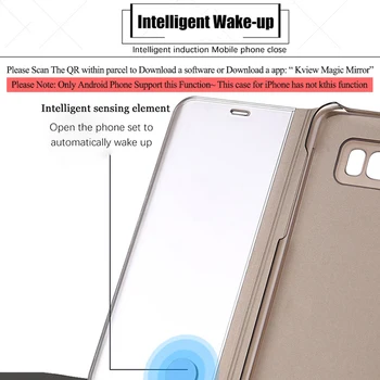 Zrkadlo Flip puzdro Pre Samsung Galaxy Note 8 S6 S7 Okraji S8 S9 Plus J5 J7 Vymazať Zobrazenie Okna Inteligentný Kryt Pre iPhone 6 6 7 8 Plus X