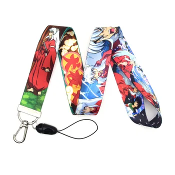 Inuyasha ozdobná šnúrka na uniforme Akvarel Tlač Laná Telefón Prípade Komiksu, Anime Lano s karabínou na Kľúče Odznak Držiteľov Keychain NA2236