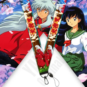 Inuyasha ozdobná šnúrka na uniforme Akvarel Tlač Laná Telefón Prípade Komiksu, Anime Lano s karabínou na Kľúče Odznak Držiteľov Keychain NA2236