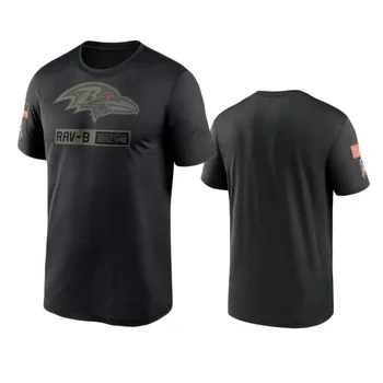 Baltimore Mužov Black 2020 Havrany Pozdrav Tím Služby Logo Výkonu T-Shirt