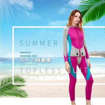 Nový 3 mm kvalitné Ženy Elastické Tesný Potápačské neoprénové oblek neoprén farba šitie Surfovať Zariadenia Medúzy oblečenie s dlhým rukávom