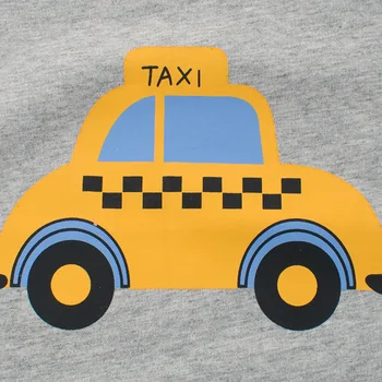 Nová Značka v Lete Tees 2-10 rokov, baby, Deti, chlapci Auto Taxi autá Plné Tlač cartoon O-krku Bavlnené tričká Topy tričko