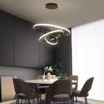 Jmzm Moderné LED Black Luster S Diaľkovo Ovládané Stmievanie Obývacia izba, Jedálenský Stôl Bar Kolo Domácnosti Luster