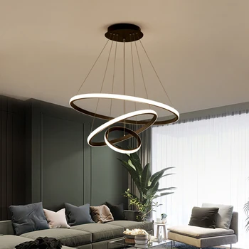 Jmzm Moderné LED Black Luster S Diaľkovo Ovládané Stmievanie Obývacia izba, Jedálenský Stôl Bar Kolo Domácnosti Luster
