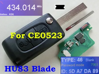 RMLKS 3 Tlačidlá Diaľkového Flip Skladací Kľúč 433MHz ID46 Čip, vhodné Na CITROEN C2 C3 C4 C5 C6 CE0523 Auto Alarm Keyless Entry Fob