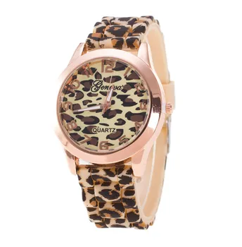 #5001Fashion Unisex Ženeve Leopard Silikónové Jelly GelQuartz Analógové Náramkové Hodinky reloj hombre Nový Príchod ping Hot Predaj