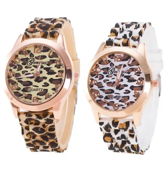 #5001Fashion Unisex Ženeve Leopard Silikónové Jelly GelQuartz Analógové Náramkové Hodinky reloj hombre Nový Príchod ping Hot Predaj