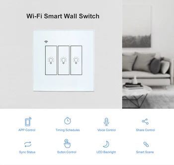 Tuya Inteligentný Život Wi-Fi Smart Switch EÚ Štandard Wifi Steny Citlivé na Dotyk Načasovanie Prepínač Hlas Diaľkové Ovládanie S Alexa Google