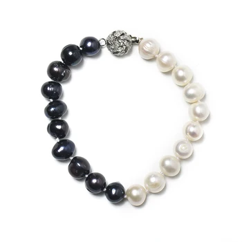 Veľkoobchod 9-10 mm Prírodné Sladkovodné perly s čiernej a bielej farbe, takže diy perly, Náramky, šperky, darčeky