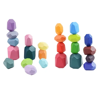 Deti Hračka Drevené Farebné Kamenné Bloky Stavebným Montessori Vzdelávacích Hračiek Dúha Farebná Drevená Hračka