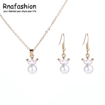 RNAFASHION Šperky, Krásne Dievča Koruny Simulované Perlový Náhrdelník Prívesok Visieť Náušnice Pre Ženy Strany Darček Populárne Svadobné Dary