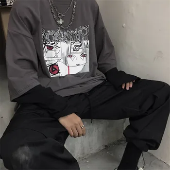 Cotto Naruto Tričko Streetwear Amín Tlačiť T-shirts Muži Ženy Jeseň Dlhý Rukáv Voľné Tričko Japonsko Kreslené tričká Zábavné Muž