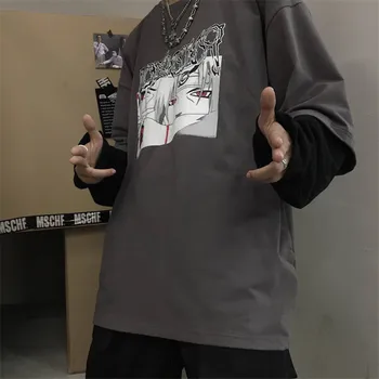 Cotto Naruto Tričko Streetwear Amín Tlačiť T-shirts Muži Ženy Jeseň Dlhý Rukáv Voľné Tričko Japonsko Kreslené tričká Zábavné Muž