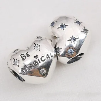 Autentické 925 Sterling Silver Perličiek Kúzlo Hviezdy Láska Srdce Vintage Korálky Fit Ženy Náramky DIY Šperky