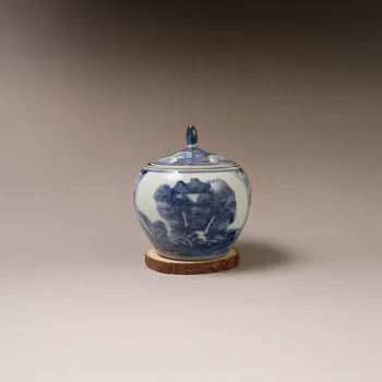 Čína starý porcelán a modré a biele porcelánové krajiny Graf vzor kryt hrniec