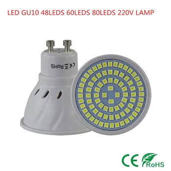 50XSuper Svetlé GU10 LED Reflektor 48 LED 60 80 LED Led 220V napätie 230V výkon Led Žiarovka GU 10 Lampada LED Lampa Energeticky Úsporných Domov Lighitng