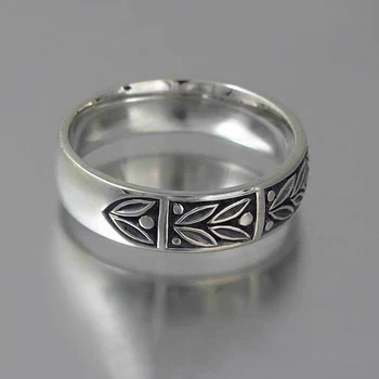 USTAR Vintage Etnických Rezbárstvo Leaf Prstene pre ženy, mužov milovníkov šperky, Starožitný strieborná farba prst krúžky muž anel strany