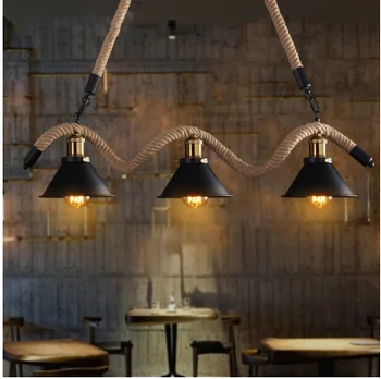 Americký Loft Kreatívne Retro železné Lano Prívesok Osvetlenie Priemyselné Edison Žiarovka svetla Pre bar Obývacia Izba dekorácie, lampy