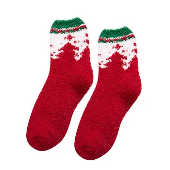 Dospelých Vianočné Ponožky Ženy Teplé Coral Plyšové Načechraný Uprostred Trubice Ponožky Pančuchy Dievčatá Bavlna Bežné Zimné Vianočné Ponožky Dary