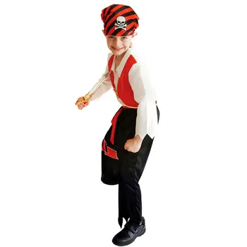 M-XL, Červená Chlapci Piráti z Karibiku Cosplay Deti Deti Halloween Lebky Pirát corsair Kostýmy Karneval Purim party šaty
