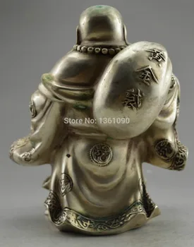 Xd 00207 Zberateľskú Zdobené Starom Tibete Striebro Budhu Niesť Zlato Taška Priniesť Peniaze Socha