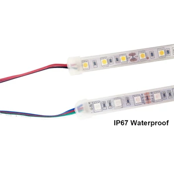 Vodotesný IP67 12V LED Pásy 5050 Flexibilné Led Pásky+Mliečna Kryt 60leds/m RGB Biela Teplá Biela 5 m/roll Stuha Na Kuchynské Použitie