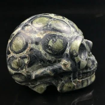 2 palcový Prírodné Kambaba Jaspis Quartz Crystal Skull Vyrezávané Lebky Reiki Liečenie