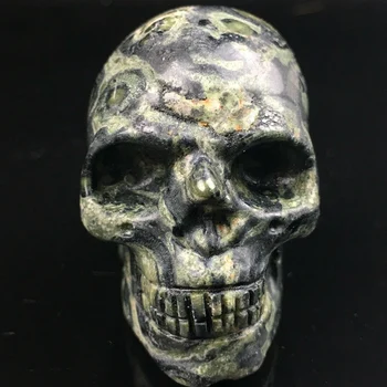 2 palcový Prírodné Kambaba Jaspis Quartz Crystal Skull Vyrezávané Lebky Reiki Liečenie