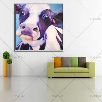 Veľké Plátno olejomaľba Lacné Ručne maľované Krásne moderné krava olejomaľba Moderná obývačková Stena Dekor Obraz bez Rámu