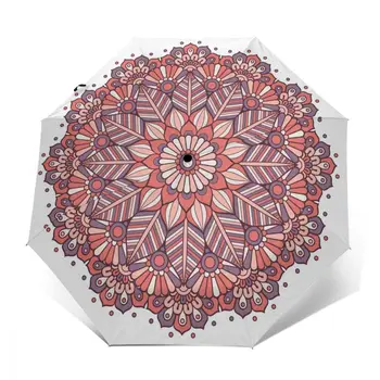 Kvet Mandala Indickej Vetru Automatické Skladanie Obrátený Dáždnik Prenosné Paraguas pre Človeka Žena