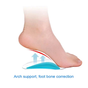 1 Pár Silikónové Arch Pad Flatfoot Semi Pad Nohy Podrážkou mäkké Silikónové Gél pohodlie a podpora klenby Umývateľný Transparentná Modrá
