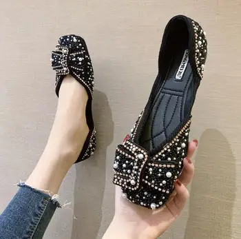 2020 Drahokamu bling ženy mokasíny extra perly sklzu na topánky pre ženy office ploché topánky rýchle dodanie