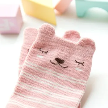 Baby Ponožky Koleno-Vysoká S Anti-Sklzu Dievča Chlapca, Batoľa Zvierat Dizajn Mäkká Bavlna Cartoon Medveď 0 1 2 3 GZ215