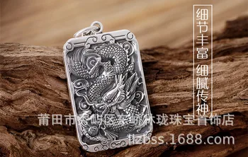 Čínska Kultúra Dragon a Cloud Prívesok & Had Reťazca Pevné 925 Sterling Silver farba Muži ženy Šťastie Sľubný Šperky