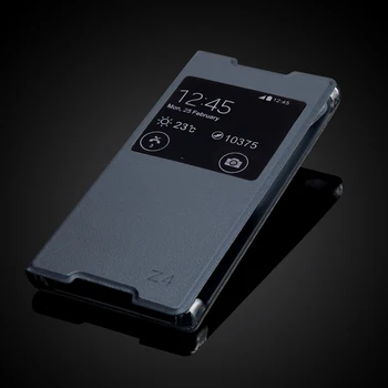 Z4 Slim Zobraziť Závesu Telefón Taška Kožené puzdro Pre Sony Xperia Z3+ E6553 / Z3 Plus dual E6533 / Sony Z4 Flip Cover Shell
