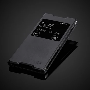Z4 Slim Zobraziť Závesu Telefón Taška Kožené puzdro Pre Sony Xperia Z3+ E6553 / Z3 Plus dual E6533 / Sony Z4 Flip Cover Shell