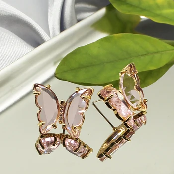 Jednoduché Crystal Motýľ Stud Náušnice s CZ Zirkón Kamienkami 2020 Nové Módne Šperky Elegantné Pendientes Narodeninám