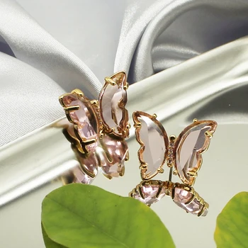 Jednoduché Crystal Motýľ Stud Náušnice s CZ Zirkón Kamienkami 2020 Nové Módne Šperky Elegantné Pendientes Narodeninám