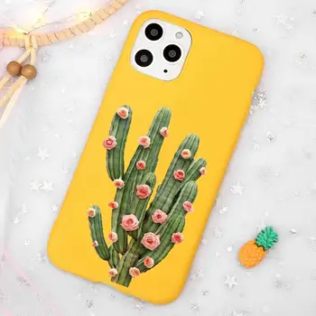 Roztomilý kaktus Telefón Prípade Candy Farby Žltá pre iPhone 11 12 pro XS MAX 8 7 6 6 Plus X 5S SE 2020 XR