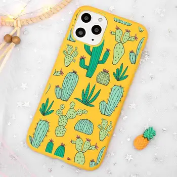 Roztomilý kaktus Telefón Prípade Candy Farby Žltá pre iPhone 11 12 pro XS MAX 8 7 6 6 Plus X 5S SE 2020 XR