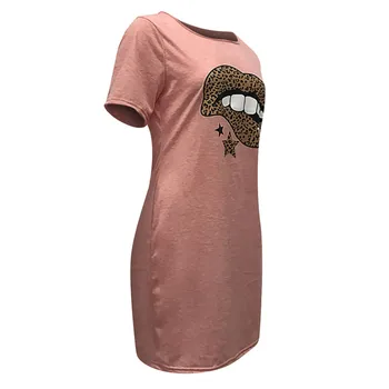 Ženy Letné Šaty 2020 Feminino Vestido T-shirt Bavlna Sexy Leopard Pery Print Dámske Šaty Žien Voľné Bielizeň Mini Šaty#J30