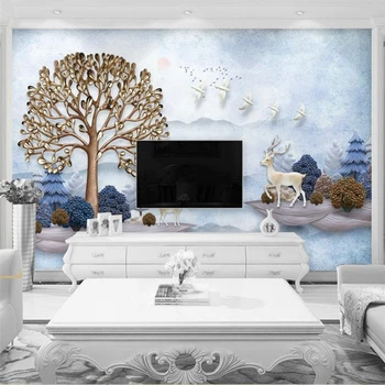 Beibehang Tapety nástenná maľba vlastné obývacia izba, spálňa jednoduché reliéfne trojrozmerné zápas bohatý bohatstvo strom fresco dekorácie
