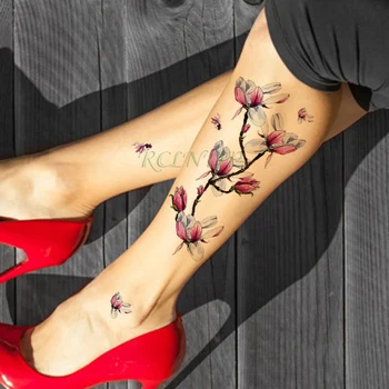 Nepremokavé Dočasné Tetovanie Nálepky čierna kvet, list falošné tatto Cool flash tetovanie veľké umelecké tetovanie pre dievča ženy muži dieťa