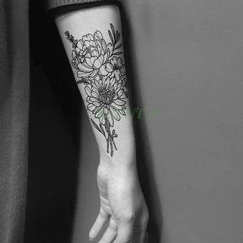 Nepremokavé Dočasné Tetovanie Nálepky čierna kvet, list falošné tatto Cool flash tetovanie veľké umelecké tetovanie pre dievča ženy muži dieťa