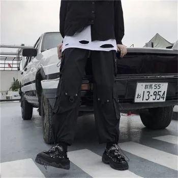 Black Cargo Nohavice Ženy Móda Vrecká Pevné Nohavice Japonsko Hip Hop Nohavice Streetwear 2019 Móda Jeseň Outwear Nohavice Žena