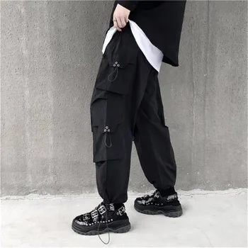 Black Cargo Nohavice Ženy Móda Vrecká Pevné Nohavice Japonsko Hip Hop Nohavice Streetwear 2019 Móda Jeseň Outwear Nohavice Žena