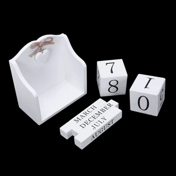 2019 Kreatívne Hobby Dreva Blok Perpetual Calendar Stôl Figúrky Kalendár Dreva Kalendár Módnych Domov Office Dekorácie Darček-Biela