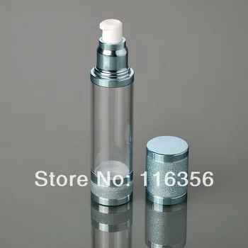 15ml svetlo modrá airless fľaše,biela/transparentná čerpadlo s svetlo modrá